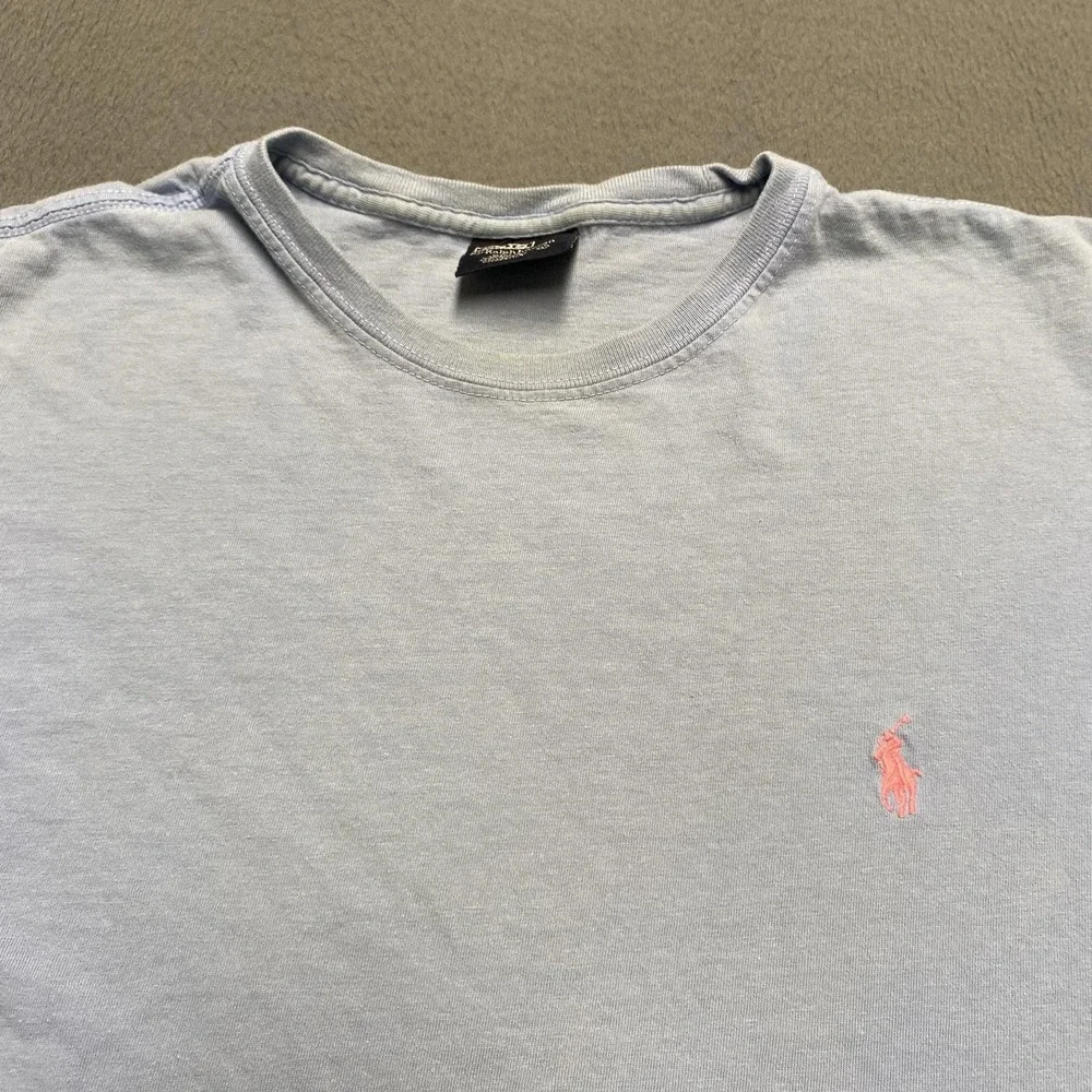 Polo Ralph Lauren Shirt Mens Large Light Blue Long Sleeve Logo Crewneck Tee